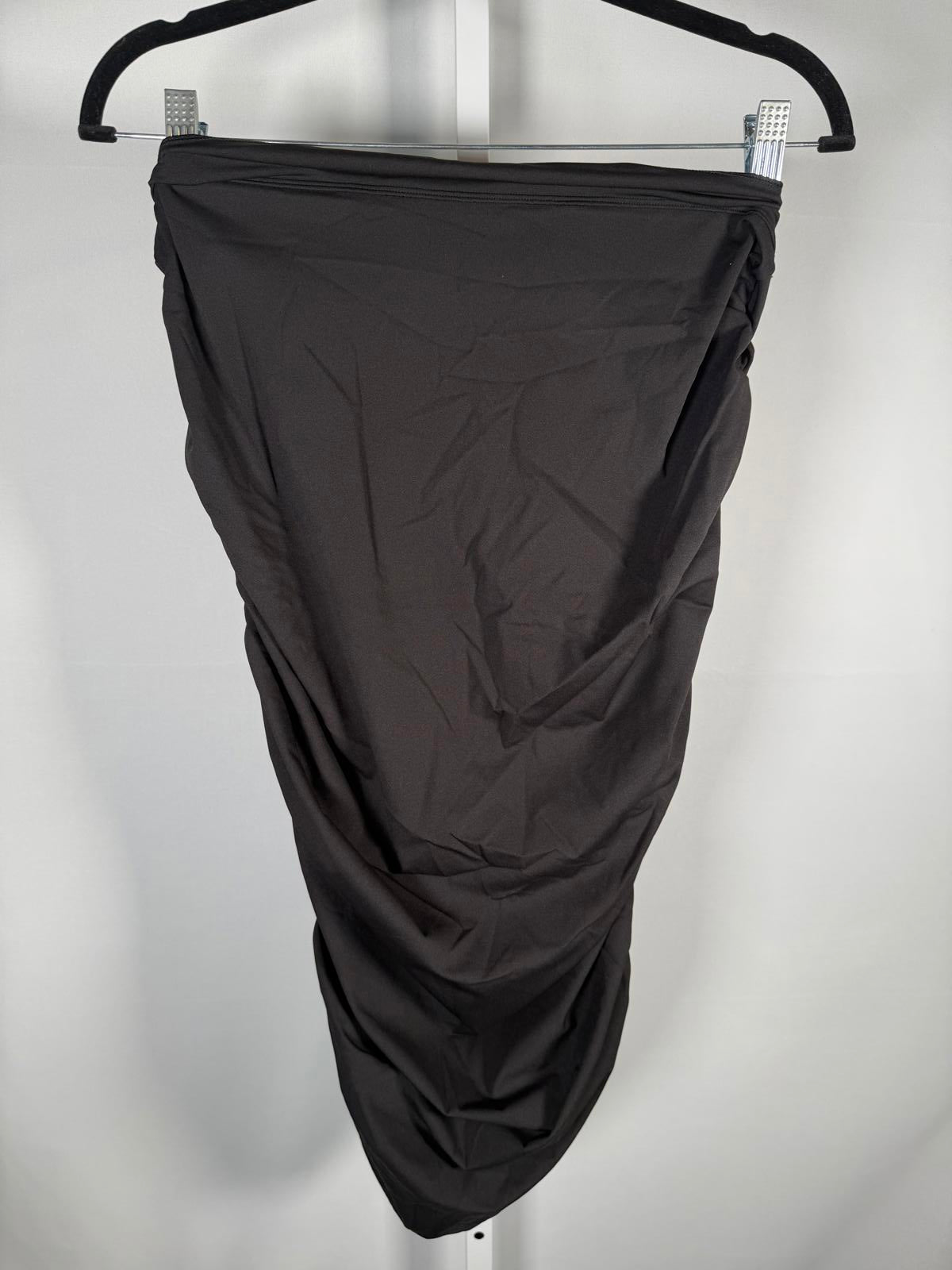 NWT Halara High Waisted Ruched Midi Bodycon Casual Skirt Black L