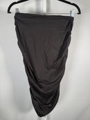 NWT Halara High Waisted Ruched Midi Bodycon Casual Skirt Black L