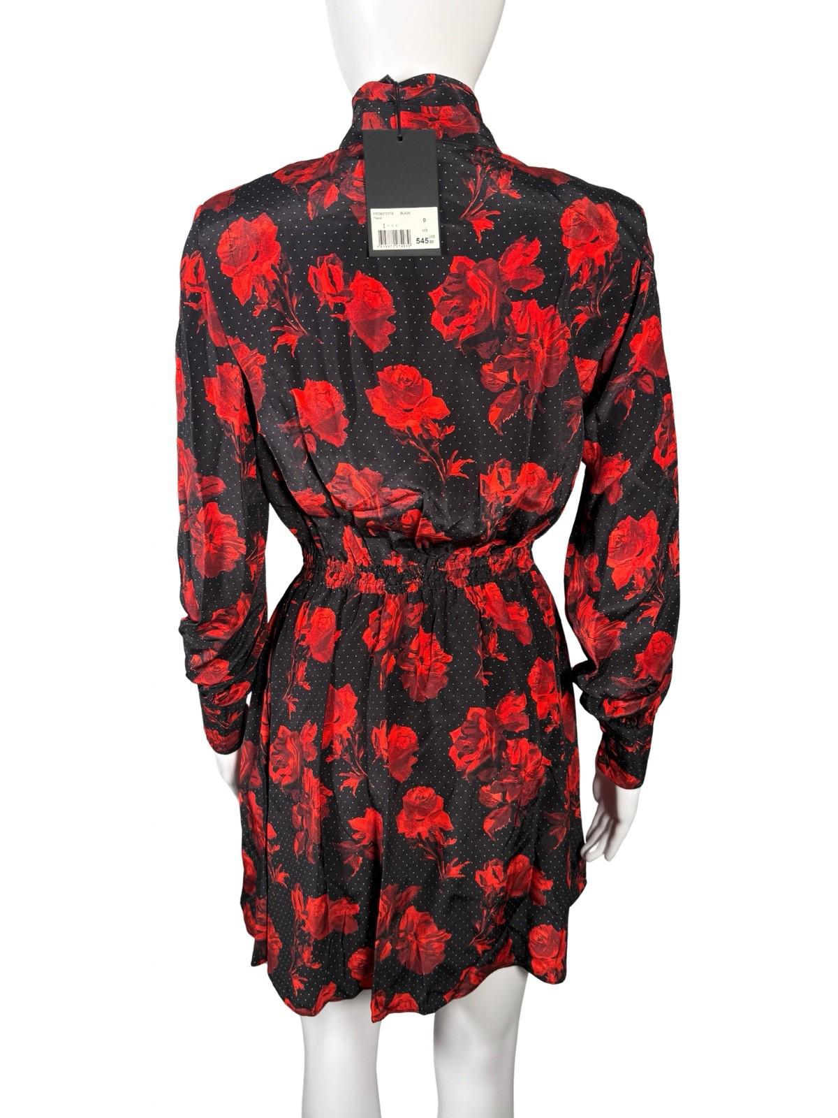 The Kooples Dots & Roses 100% Silk Dress Size US XS NWT