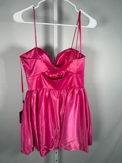 NWT Mac Duggal Fuchsia Bow Bubble Hem Mini Dress Size 8