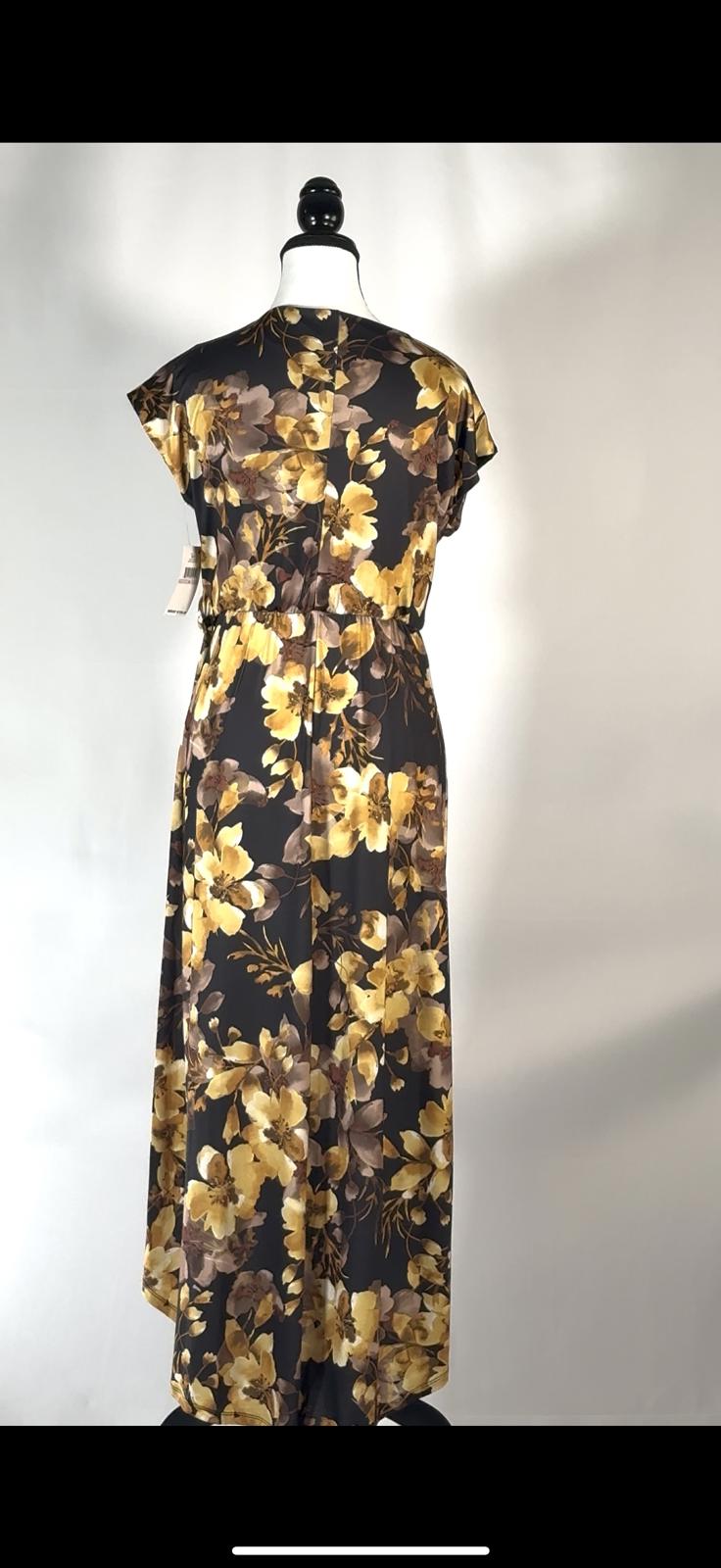 SLNY SL FASHIONS Print Faux Wrap Maxi Dress Size 6