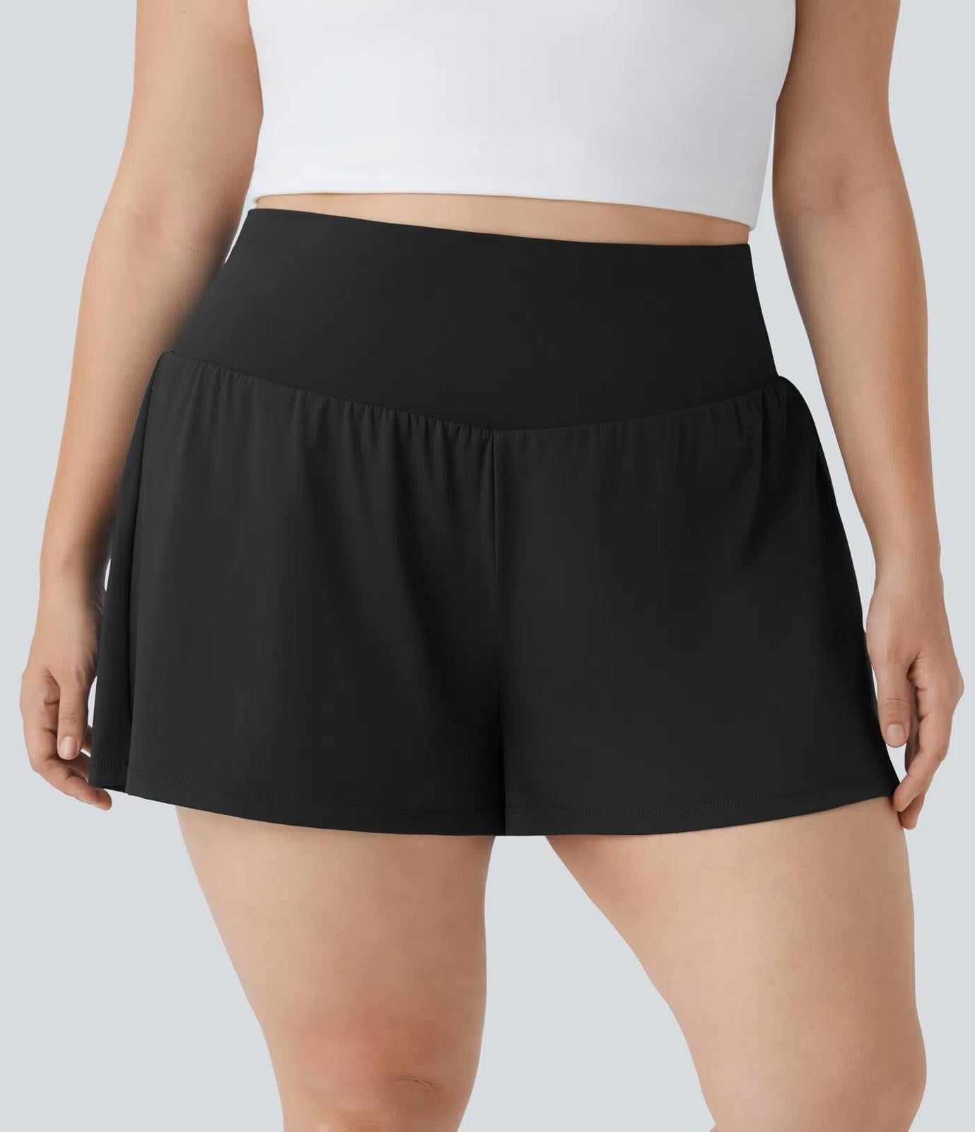 NWT Halara Super High Waisted 2-in-1 Yoga Plus Size Shorts 4''-Longer Length 3X