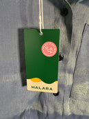 NWT Halara Pocket High Low Curved Hem Shine Oversize Work Shirt Troposphere XS
