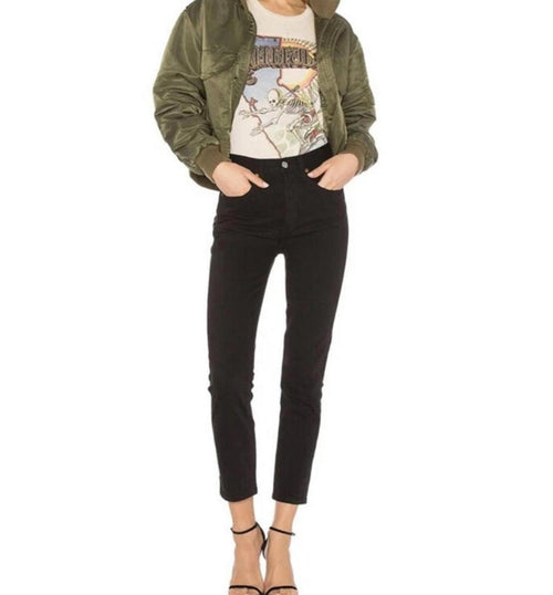 NWT RE/DONE Originals Double Needle Crop Jeans Black Womens Size 25 $240