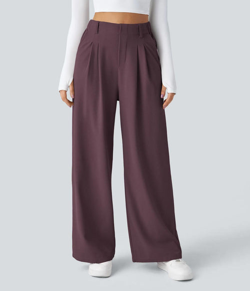Halara Flex High Waisted Pocket Wide Leg Waffle Work Pants- M