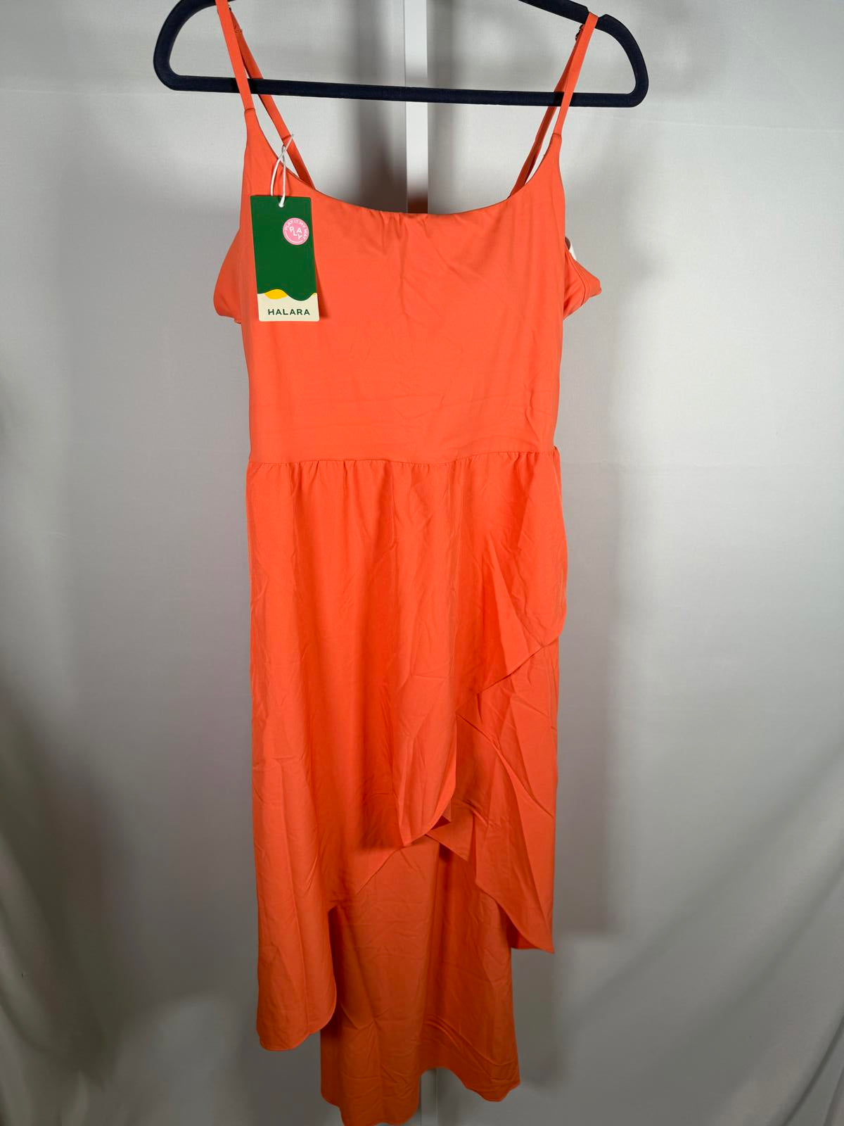 NWT Halara Breezeful High Low 2-Piece Pocket Flowy Midi Casual Dress Flamingo XL