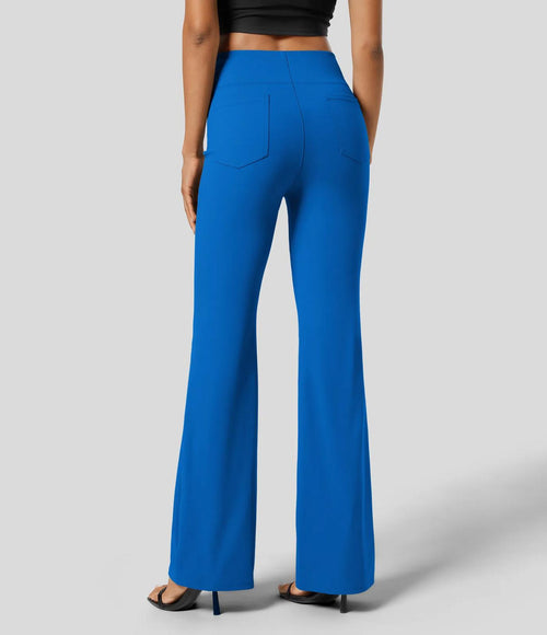 NWT Halara Flex High Waist Back Side Pkt Slight Flare Work Pant Princess Blue XS