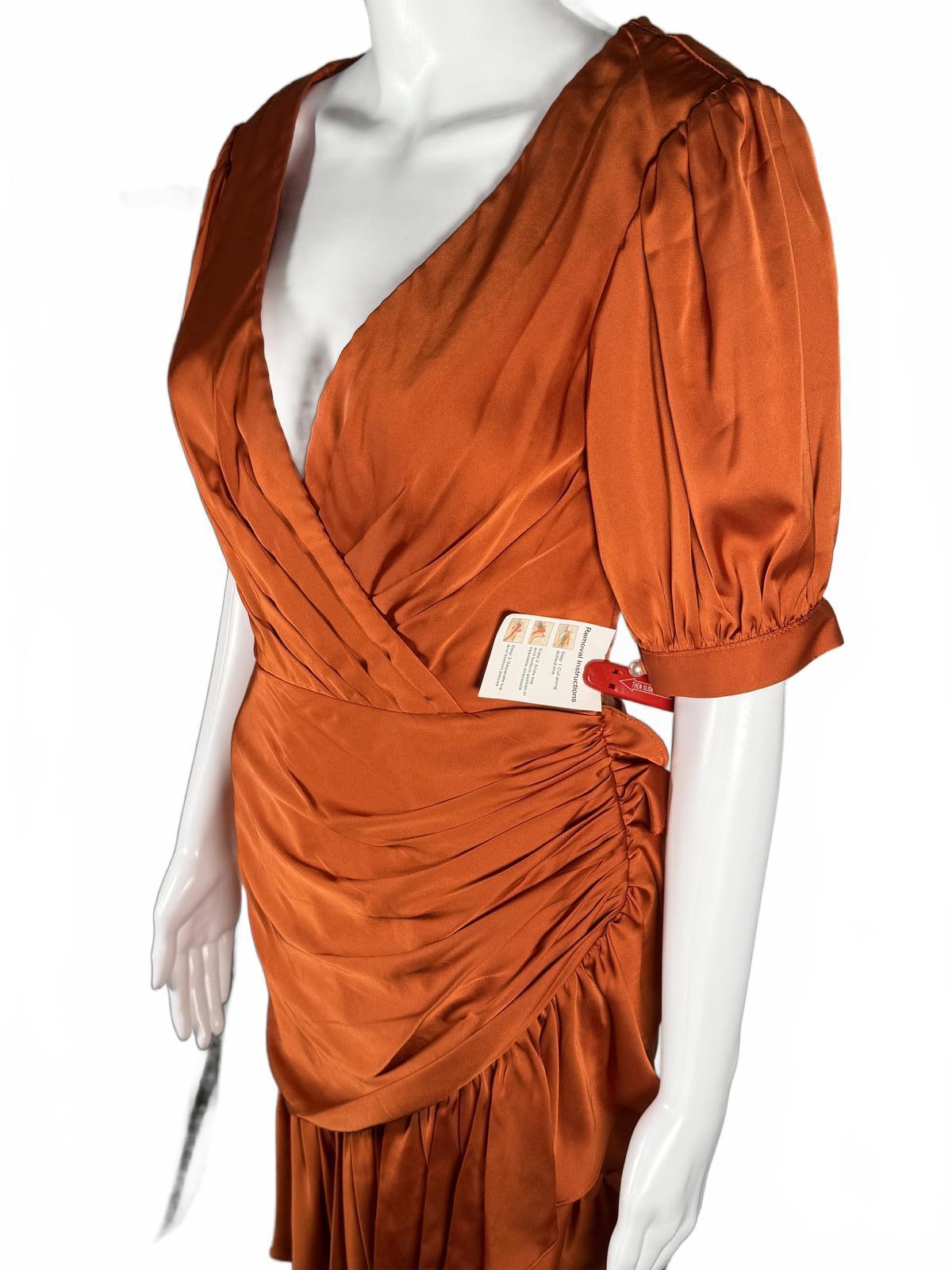 IEENA FOR MAC DUGGAL Short Puff Sleeve Faux Wrap Mini Dress Size 2