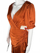 IEENA FOR MAC DUGGAL Short Puff Sleeve Faux Wrap Mini Dress Size 2