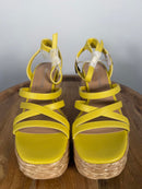 Sun + Stone Yellow Strappy Platform Espadrilles Size 6 NWOB
