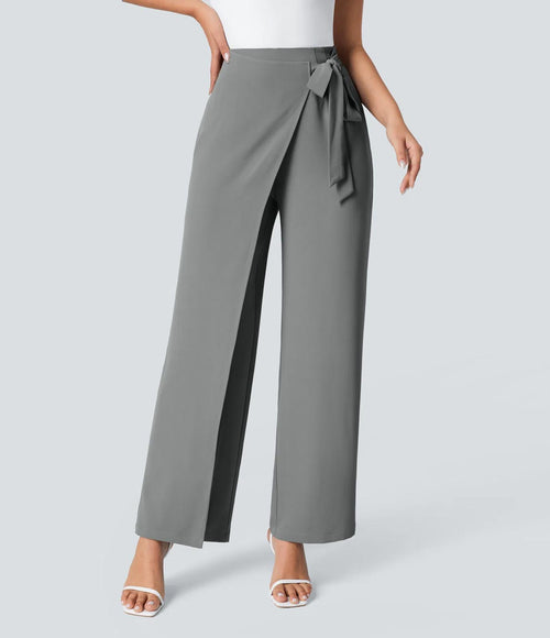 NWT Halara Flex™ High Waisted Tie Side Wide Leg Work Pants Size Small Petite