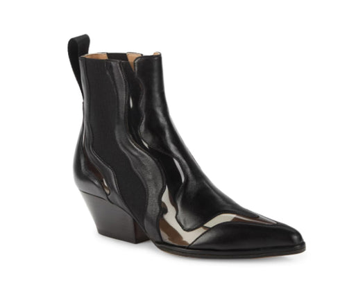 Sergio Rossi Cutout Leather NWB Western Booties Women's Size 5.5