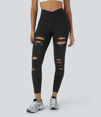 NWT Halara DayStretch High Waisted Crossover Ripped Cut Out Leggings Size Small