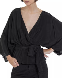 The Kooples Modern Kimono Black Top Viscose/Silk Blend US Small NWT