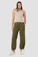 NWT Hudson Women's Drawstring Cargo Parachute Pants Green Size Medium