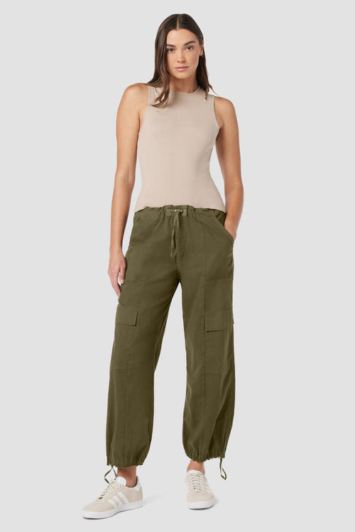NWT Hudson Women's Drawstring Cargo Parachute Pants Green Size Medium