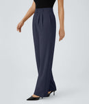 NWT Halara High Waisted Zipper Pocket Shirred Straight Leg Work Pants Size Large