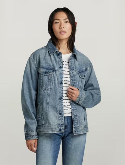 NWT G-Star RAW Women’s Oversized Western Denim Jacket Sun Faded Blue Size Large