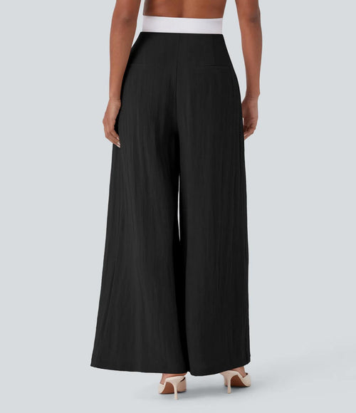 NWT Halara Flex High Waisted Linen-Feel Work Wide Leg Pants with Pockets Size XS