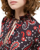 The Kooples Paisley Print Tie Neck Blouse 100% Viscose US XS / FR 0 NWT $215