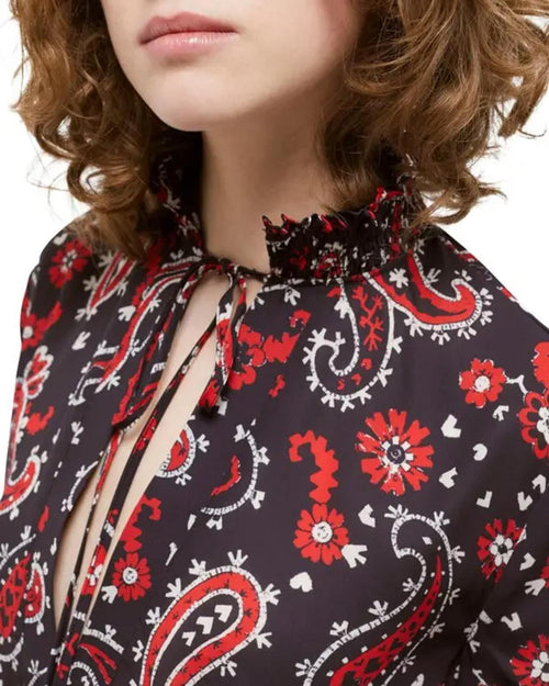 The Kooples Paisley Print Tie Neck Blouse 100% Viscose US XS / FR 0 NWT $215