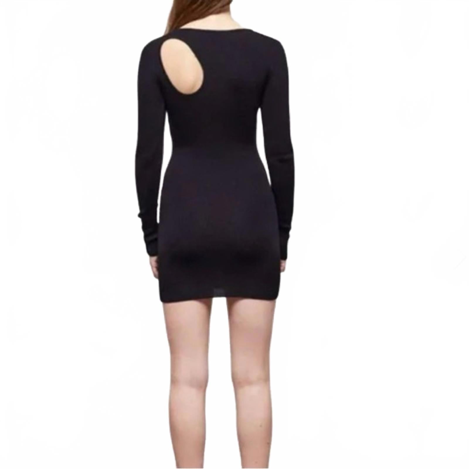 NWT The Kooples Black Asymmetric Cutout Ribbed Knit Bodycon Dress FR 4 US XL