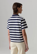 NWT Piombo White Blue Striped Polo Shirt Women's Size Large
