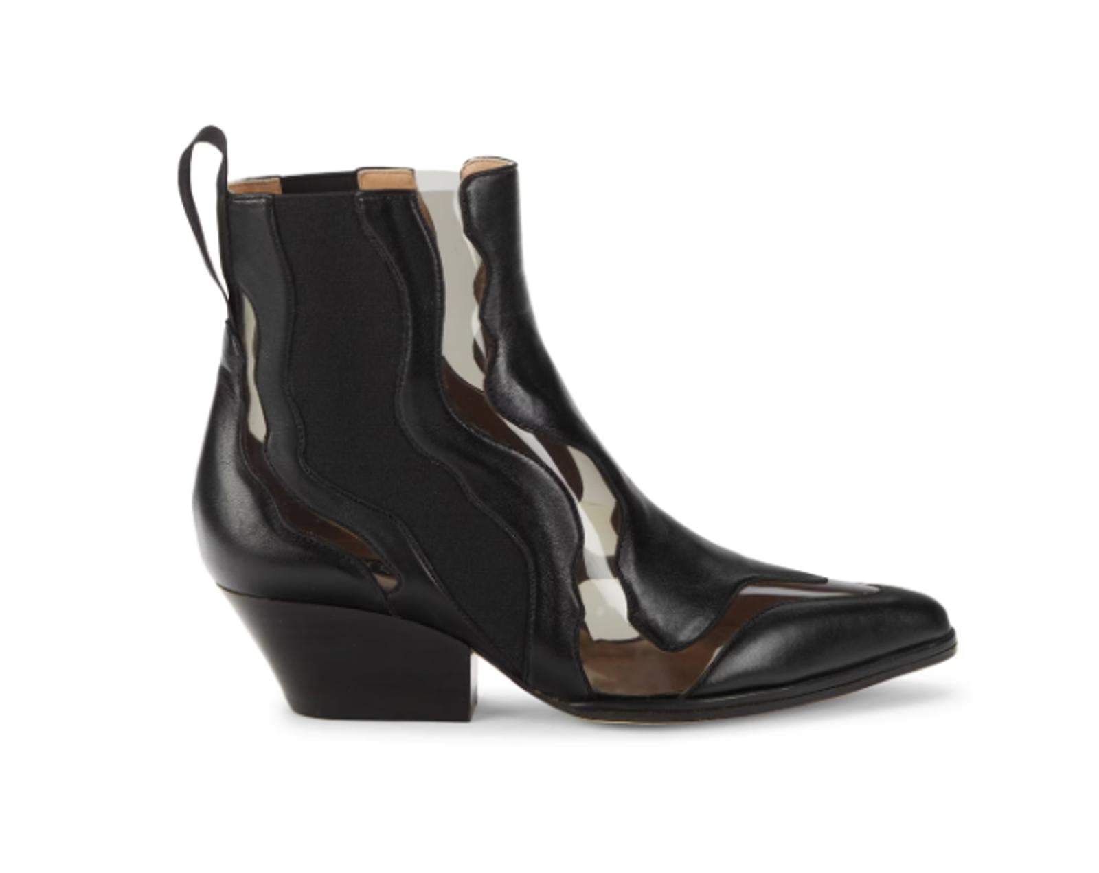 Sergio Rossi Cutout Leather NWB Western Booties Women's Size 5.5