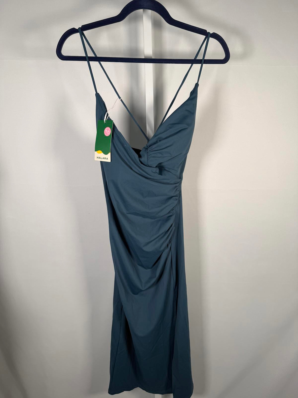 NWT Halara SoftlyZero Airy Crossover Ruched Lace Up Bodycon Dress Size Small