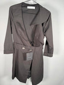 NWT Mac Duggal Three Quarter Sleeve Ruffle Neck Dress Black Size 2