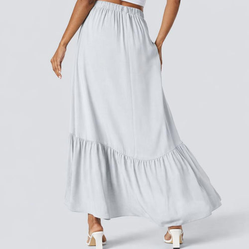 NWT Halara High Waisted High Low Ruffle Hem Flowy Maxi Skirt Size Small