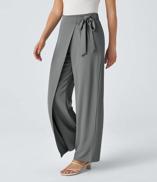 NWT Halara Flex™ High Waisted Tie Side Wide Leg Work Pants Size Small Petite