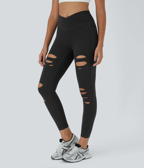NWT Halara DayStretch High Waisted Crossover Ripped Cut Out Leggings Size Small