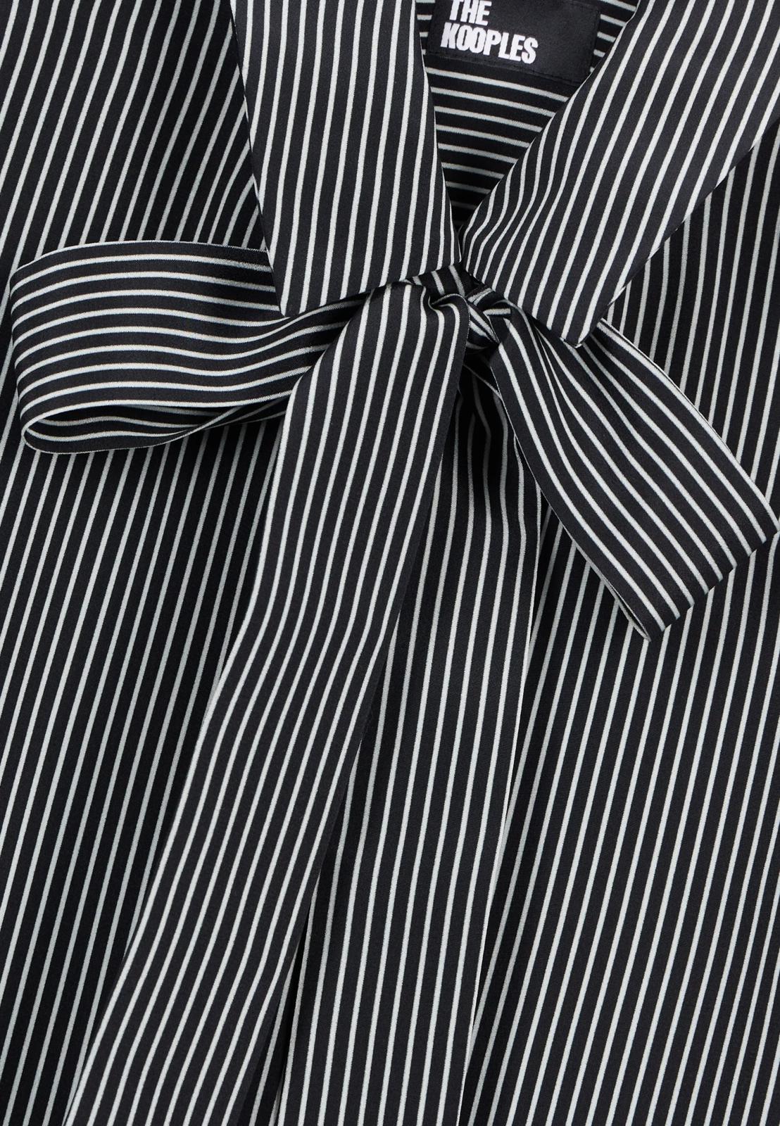 The Kooples Micro Striped 100% Silk Tie-Neck Blouse Size US S / FR 1 $415 NWT