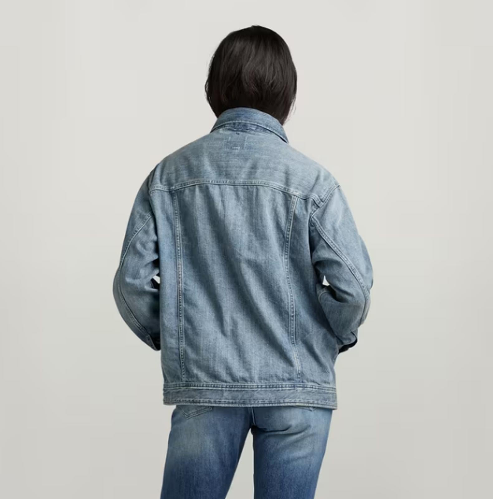 NWT G-Star RAW Women’s Oversized Western Denim Jacket Sun Faded Blue Size Small
