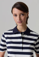 NWT Piombo White Blue Striped Polo Shirt Women's Size Large