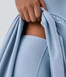 NWT Halara Breezeful High Low 2-Piece Pocket Flowy Midi Casual Dress Ice Blue M