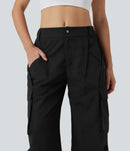NWT Halara Mid Rise Button Zipper Wide Leg Cargo Pants Size Large