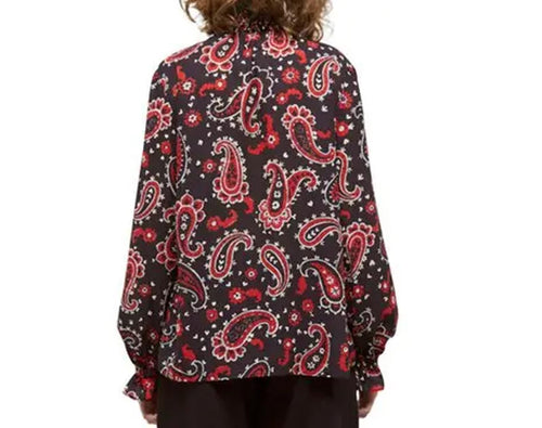 The Kooples Paisley Print Tie Neck Blouse 100% Viscose US XS / FR 0 NWT $215
