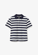 NWT Piombo White Blue Striped Polo Shirt Women's Size Large