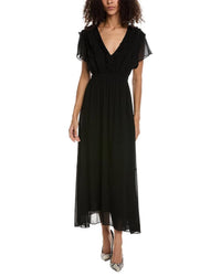 The Kooples Crazy Flounces Black Ruffle Maxi Dress Size 1 (US Small) NWT