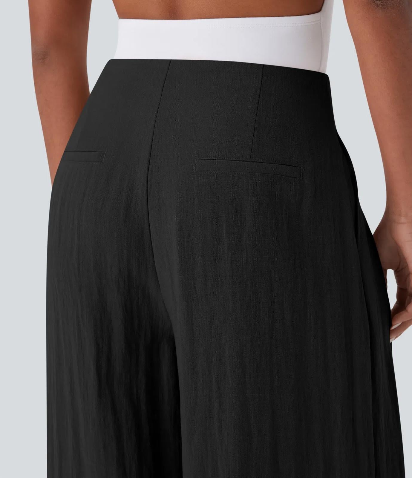 NWT Halara Flex High Waisted Linen-Feel Work Wide Leg Pants with Pockets Size XS