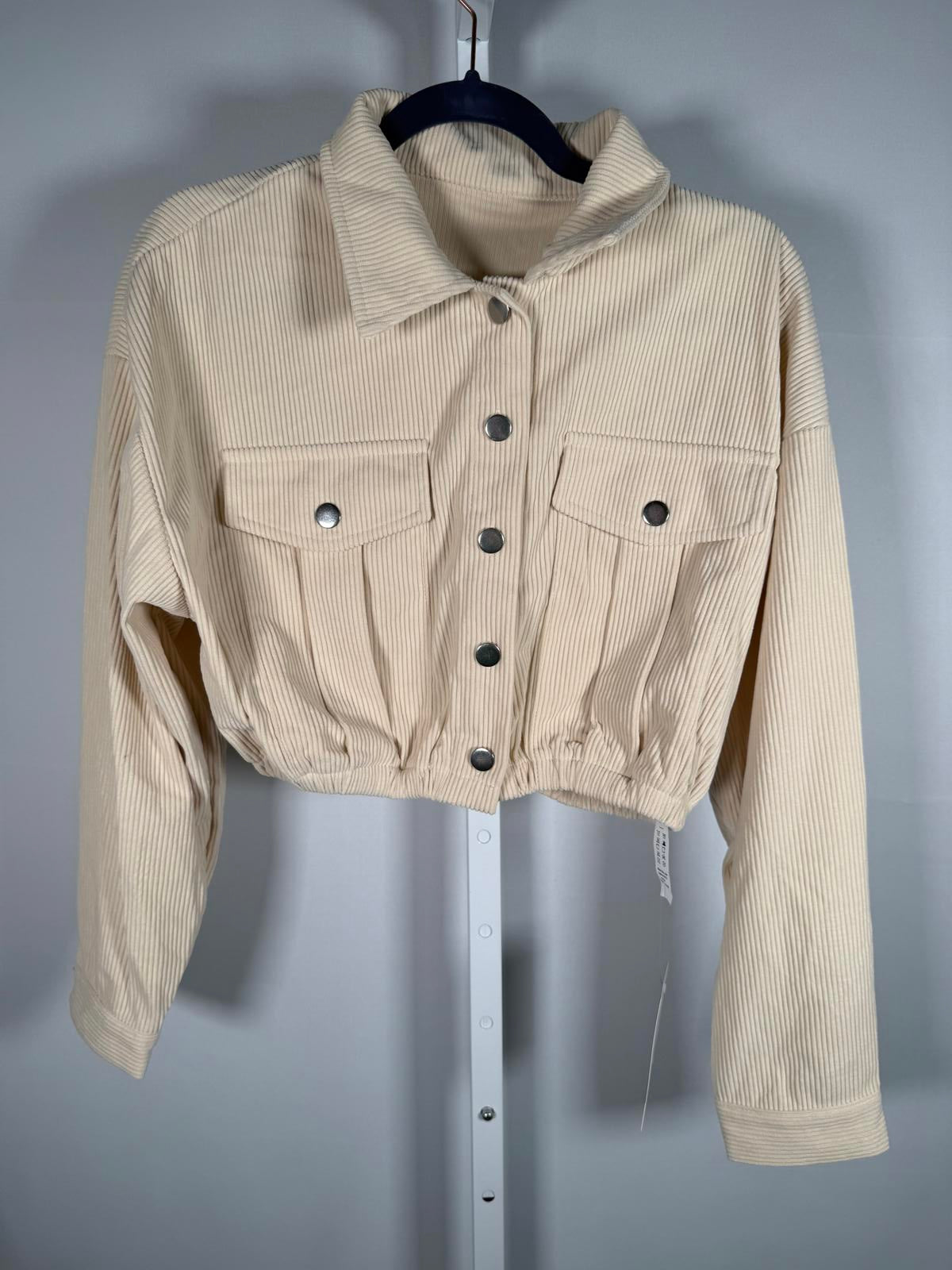NWT Halara Pocket Cropped Corduroy Casual Jacket Cloud Cream Size S