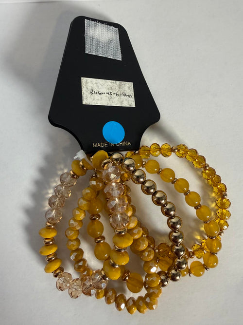 NWT nOir Jewelry Women's Beaded Stretch Bracelets Set - Yellow & Gold Tones