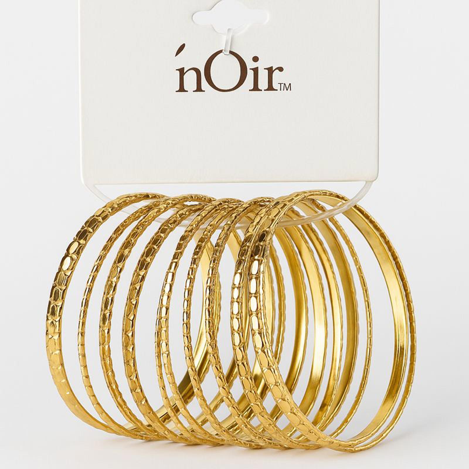 nOir Jewelry Gold Tone Textured Bangles 18 piece set