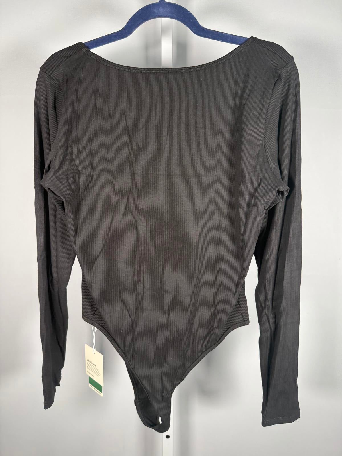 NWT Halara Ribbed Knit Square Neck Long Sleeve Skinny Work Bodysuit Size XL
