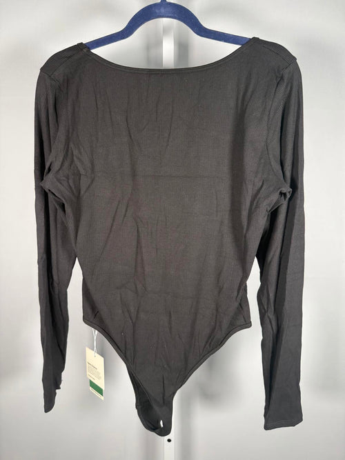 NWT Halara Ribbed Knit Square Neck Long Sleeve Skinny Work Bodysuit Size XL