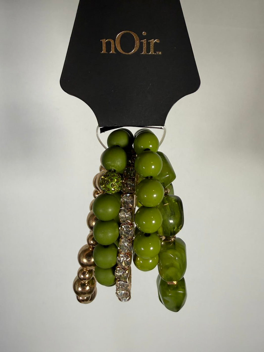 NWT nOir Green and Gold Beaded Bracelets Set