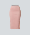 NWT Halara Ribbed High Waisted Bodycon Midi Casual Skirt Mellow Rose Size Medium