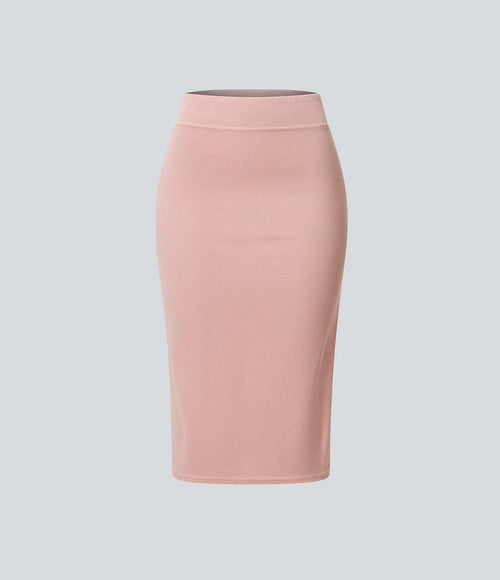 NWT Halara Ribbed High Waisted Bodycon Midi Casual Skirt Mellow Rose Size Medium